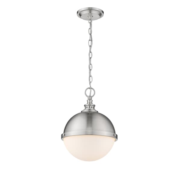 Peyton 2 Light Mini Pendant, Brushed Nickel & Opal Etched